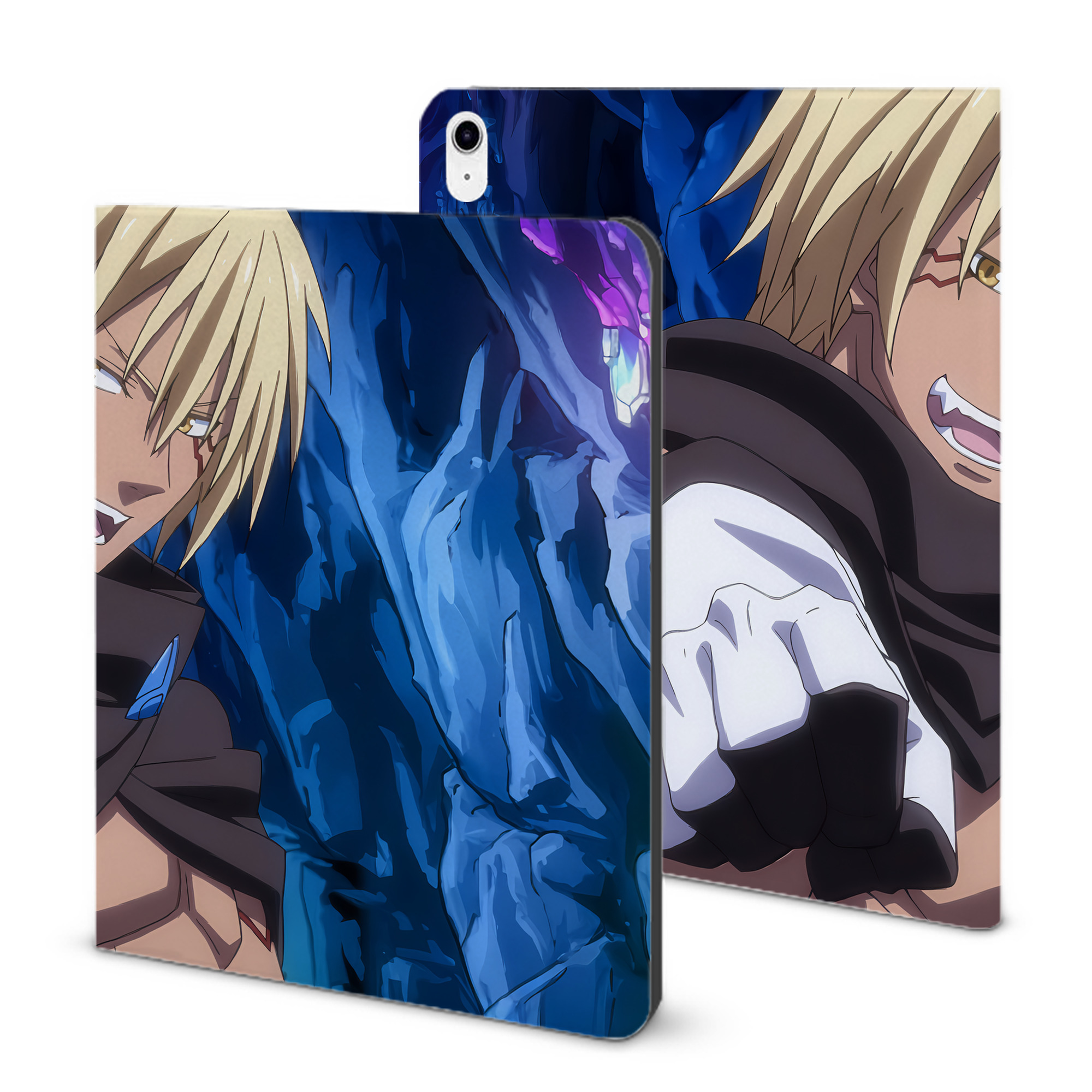 （画像用） 転スラ Regarding Reincarnated to Slime IPad ケース ブック型 PUレザー TPU 耐衝撃 軽量 薄型 ペン収納なし 全面保護 IPad 各モデル対応
